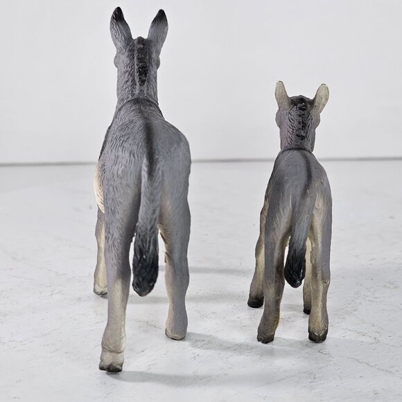 Mojo Donkey Jenny Mom And Foal Baby Figurine Set Plastic Toy Equus Asinus - Picture 3 of 10
